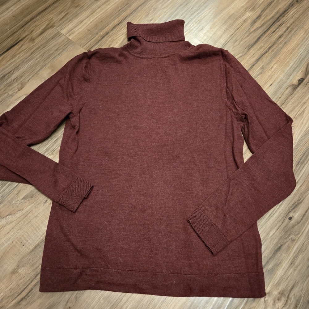 Brooks Brothers Maroon Merino Wool Turtleneck Sweater